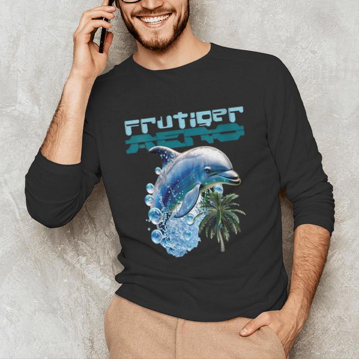 Frutiger Aero Splashy Dolphin Y2k Aesthetic Graphic Unisex Long Sleeve T-Shirt Frutiger Aero Splashy Dolphin Y2k Aesthetic Graphic Unisex Long Sleeve T-Shirt