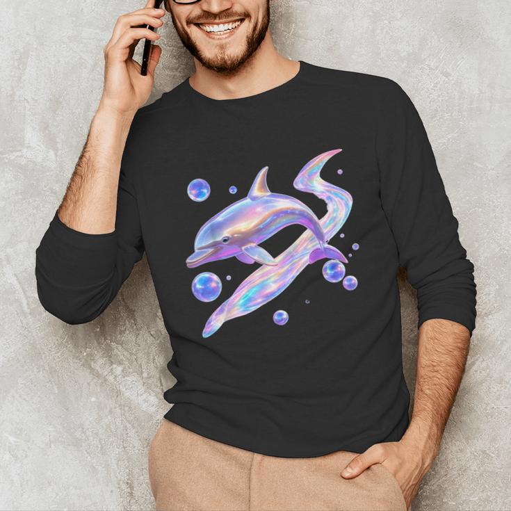 Frutiger Aero Y2K Chrome Dolphin Unisex Long Sleeve T-Shirt Frutiger Aero Y2K Chrome Dolphin Unisex Long Sleeve T-Shirt