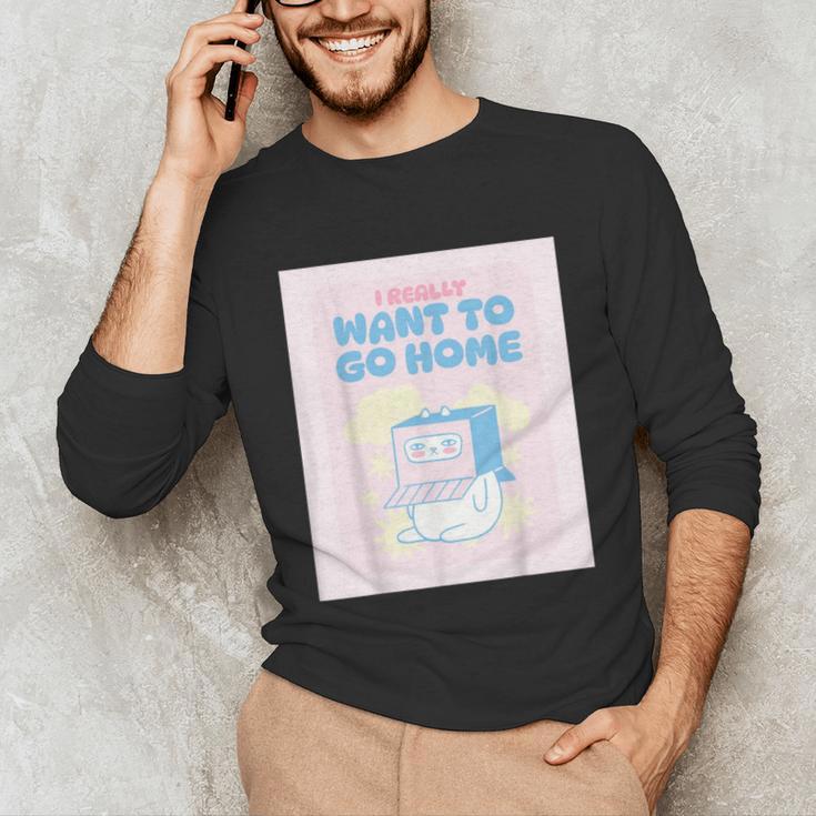 Fun Cute Introvert Cat Character Quote Men Women Unisex Long Sleeve T-Shirt