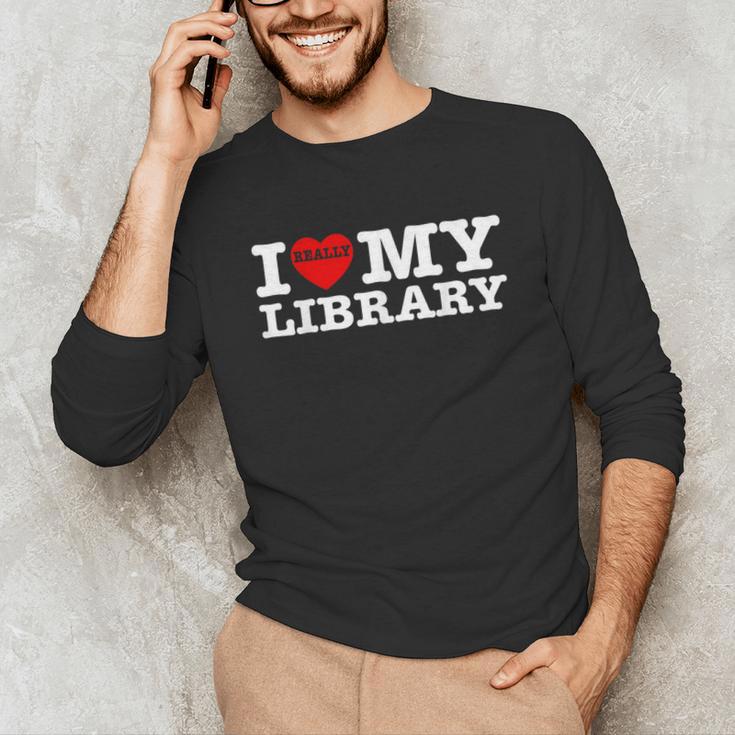 Fun I Love My Library Book Reader Bookworm Librarian Costume Unisex Long Sleeve T-Shirt Fun I Love My Library Book Reader Bookworm Librarian Costume Unisex Long Sleeve T-Shirt