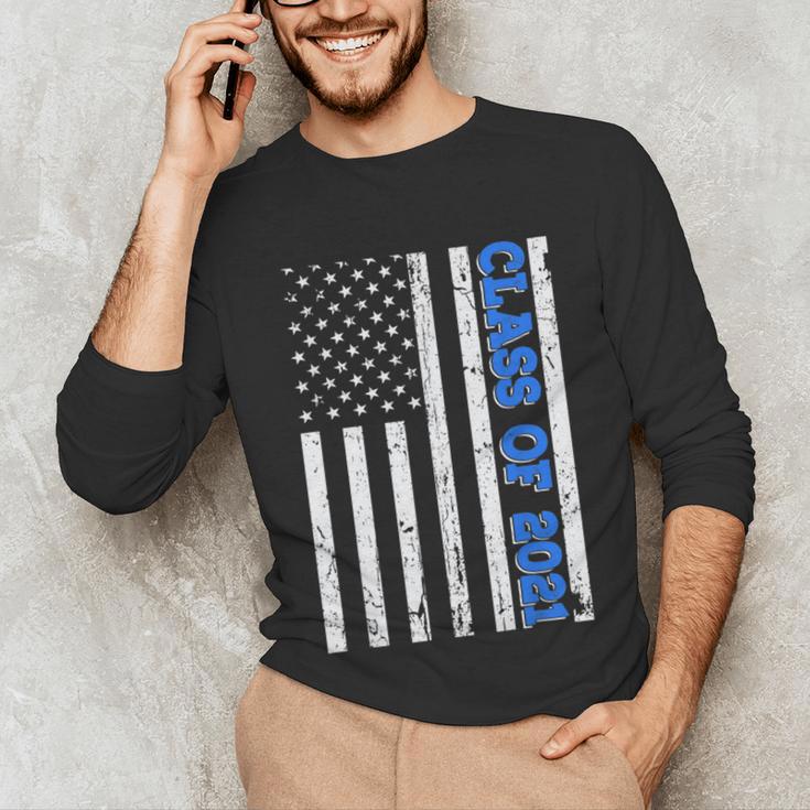 Funny Class Of 2021 American Flag Senior Graduation Unisex Long Sleeve T-Shirt