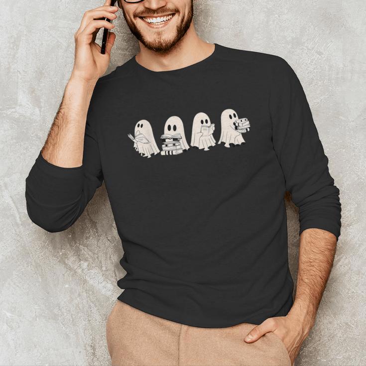 Ghost Book Reading Halloween Books Lover Teacher Kids Unisex Long Sleeve T-Shirt Ghost Book Reading Halloween Books Lover Teacher Kids Unisex Long Sleeve T-Shirt
