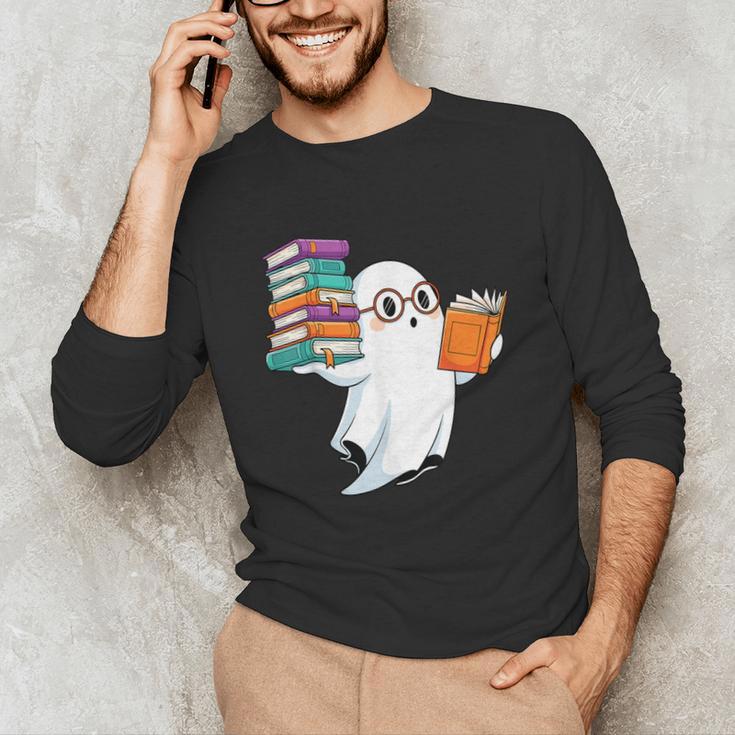 Ghost Reading Books Halloween Library Unisex Long Sleeve T-Shirt