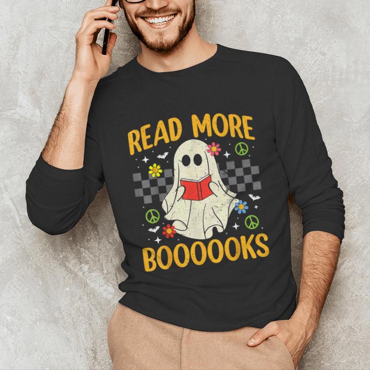 Ghost Reading Books Teacher Student Halloween Read More Book Unisex Long Sleeve T-Shirt