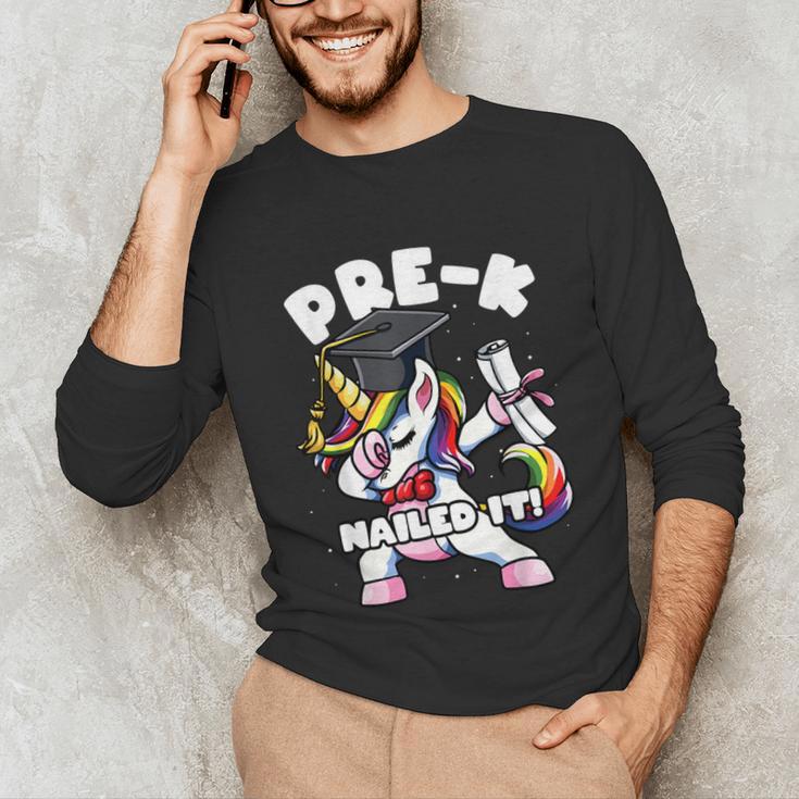 Girls Dabbing Unicorn Pre-K PreSchool Nailed It Graduation Unisex Long Sleeve T-Shirt
