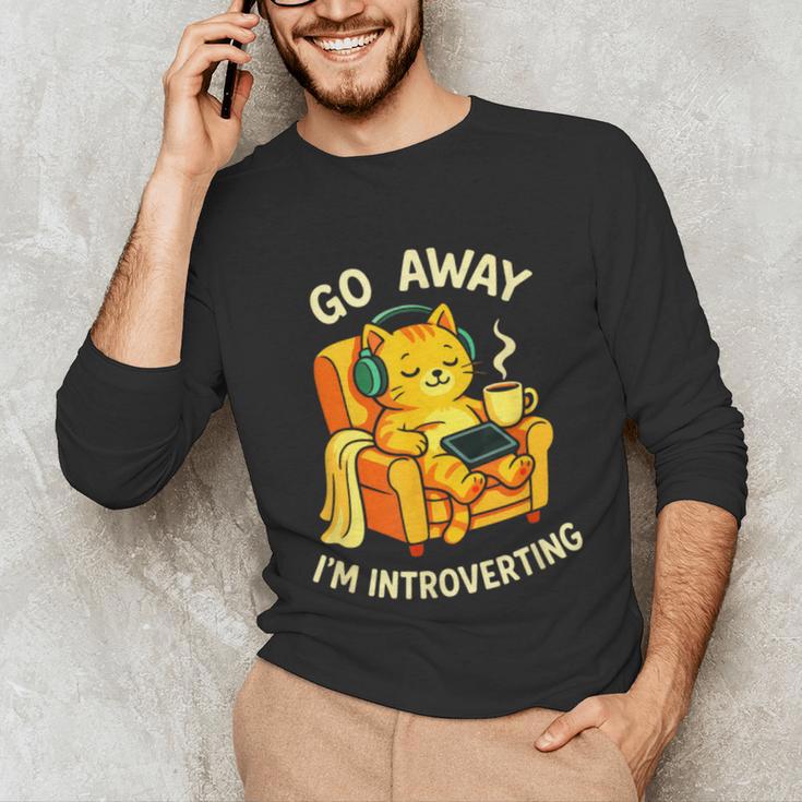 Go Away I'm Introverting Cat Coffee Headphones Unisex Long Sleeve T-Shirt Go Away I'm Introverting Cat Coffee Headphones Unisex Long Sleeve T-Shirt