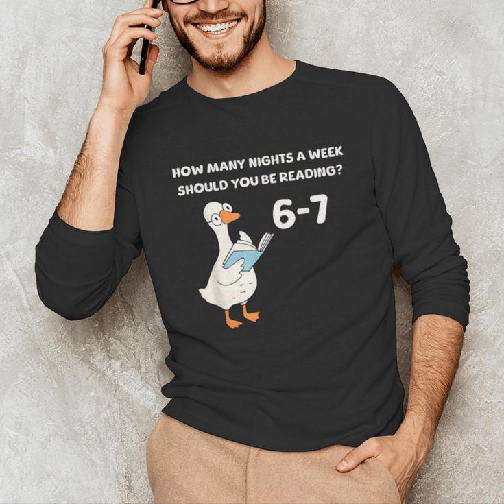 Goose Reading 67 Six Seven Meme Teacher Book Lover Unisex Long Sleeve T-Shirt Goose Reading 67 Six Seven Meme Teacher Book Lover Unisex Long Sleeve T-Shirt