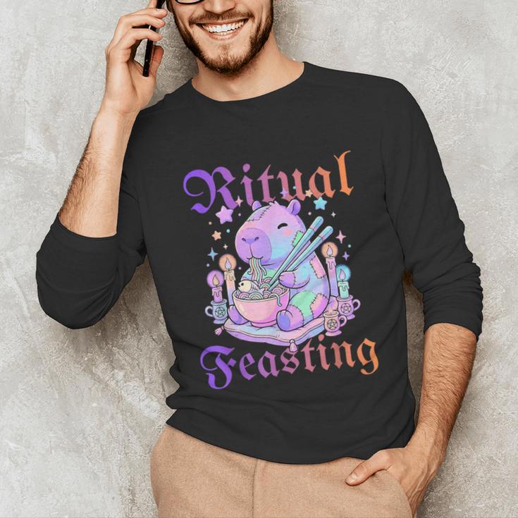 Goth Capybara Ramen Ritual Feasting Soft Introvert Art Unisex Long Sleeve T-Shirt Goth Capybara Ramen Ritual Feasting Soft Introvert Art Unisex Long Sleeve T-Shirt