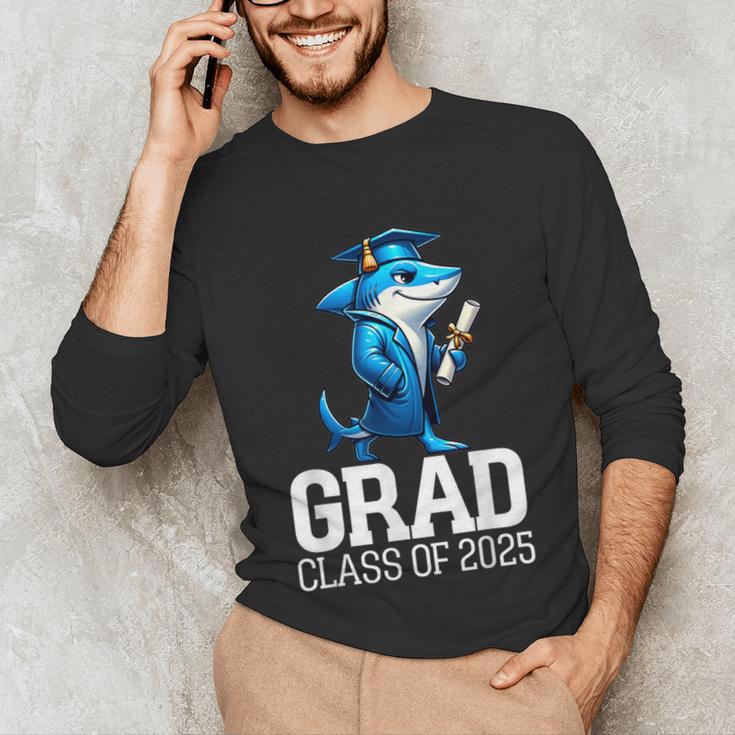 Grad Class Of 2025 Boys Shark Graduation Graduated Unisex Long Sleeve T-Shirt