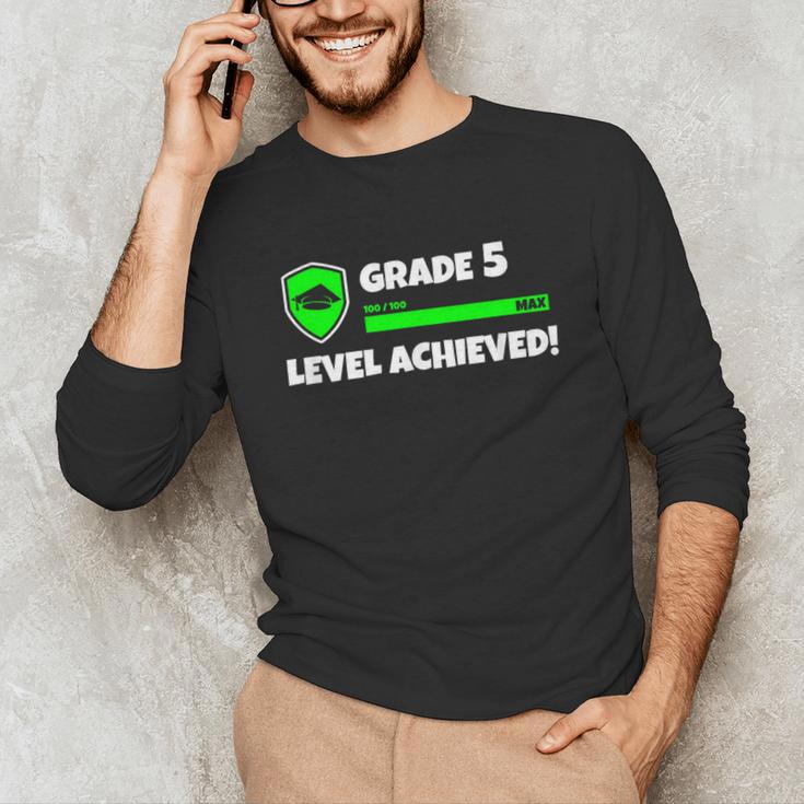 Grade 5 Level Achieved Video Gamer 5th Grade Graduation Unisex Long Sleeve T-Shirt