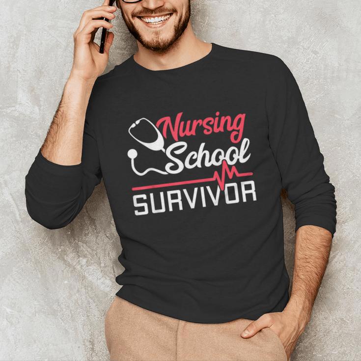 Graduation Shirt For Nurses Nursing School Survivor Tee Unisex Long Sleeve T-Shirt