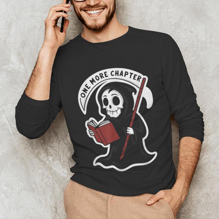 Grim Reaper Bookworm Cute Book Reading Halloween Unisex Long Sleeve T-Shirt
