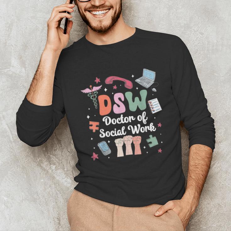 Groovy DSW Doctor Of Social Work Graduation DSW Graduate Unisex Long Sleeve T-Shirt