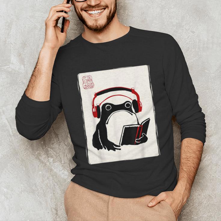 Grumpy Frog Books Music Kawaii Ink Japanese Unisex Long Sleeve T-Shirt