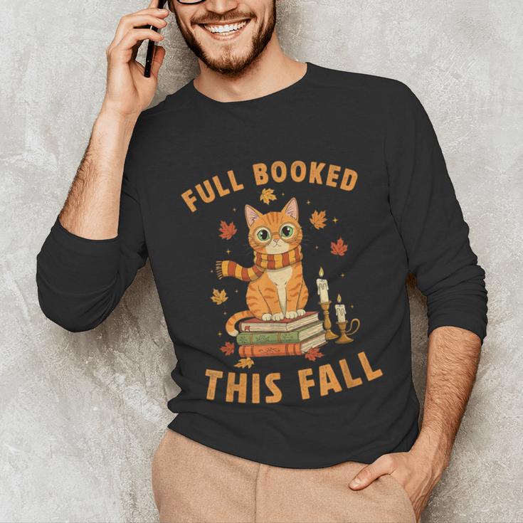 Halloween Fully Booked This Fall Book Ginger Cat Reading Unisex Long Sleeve T-Shirt