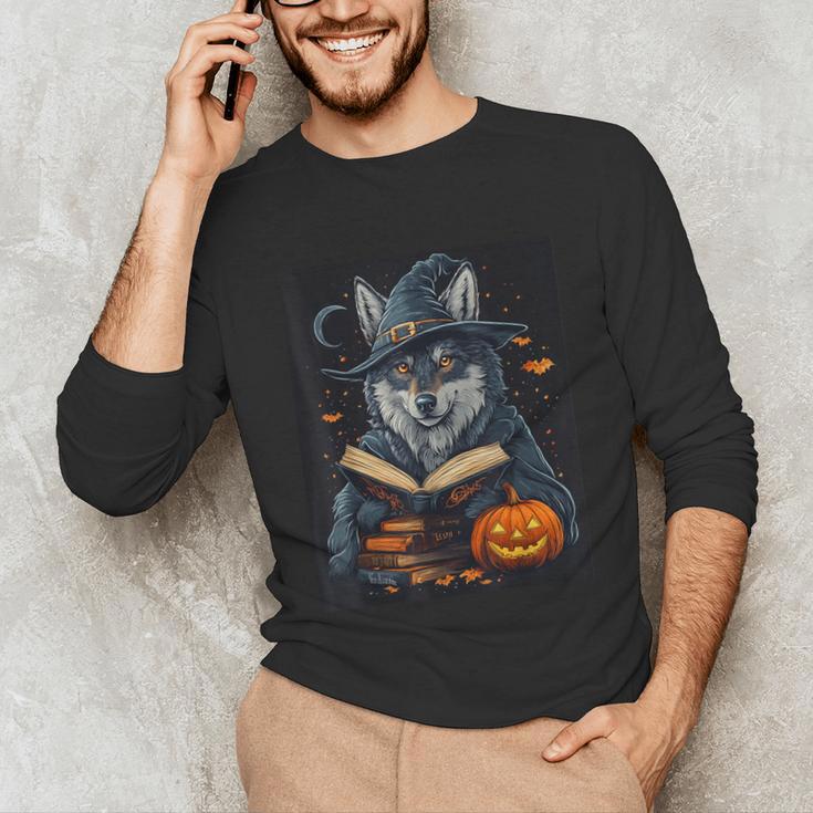 Halloween Girls Boys Cute Wolf Book Pumpkin Kids Halloween Unisex Long Sleeve T-Shirt
