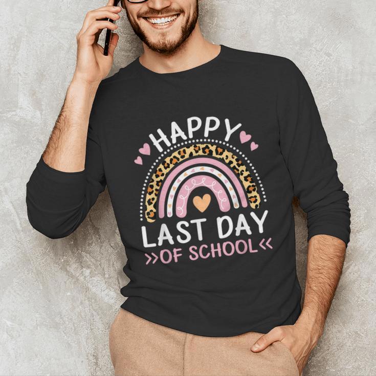 HAPPY LAST OF DAY SCHOOL Rainbow Teacher Student Graduation Men Women Girls Kids Unisex Long Sleeve T-Shirt