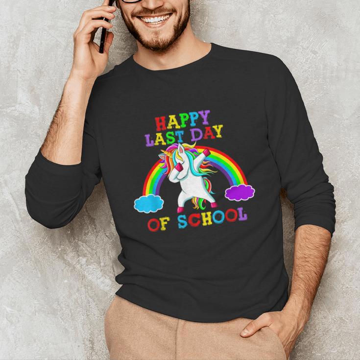 Happy Last Day Of School Teacher Student Graduation Unicorn Unisex Long Sleeve T-Shirt