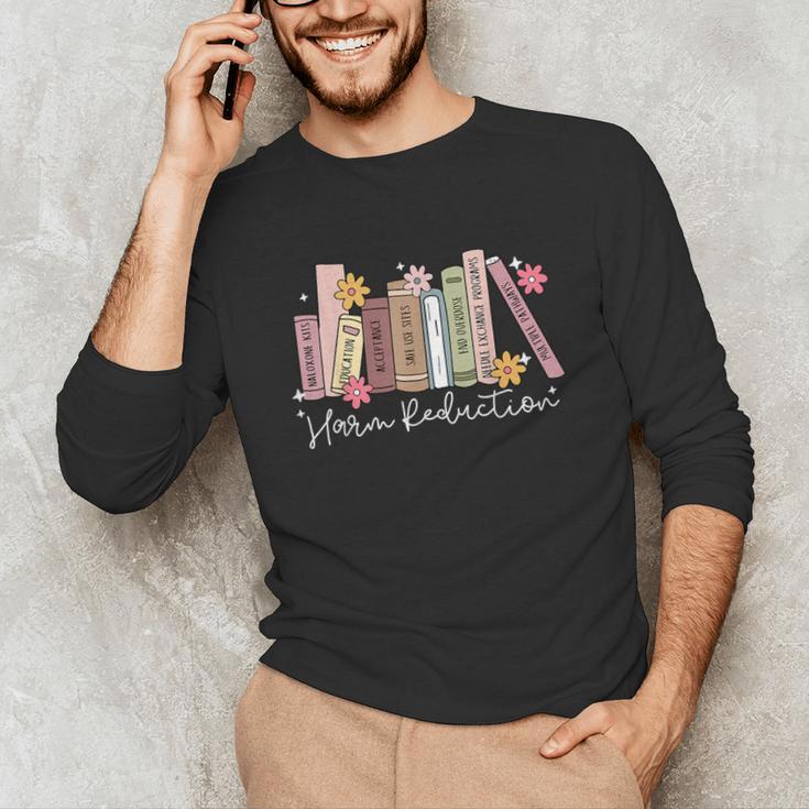 Harm Reduction Floral Book Overdose Awareness Nurse Unisex Long Sleeve T-Shirt