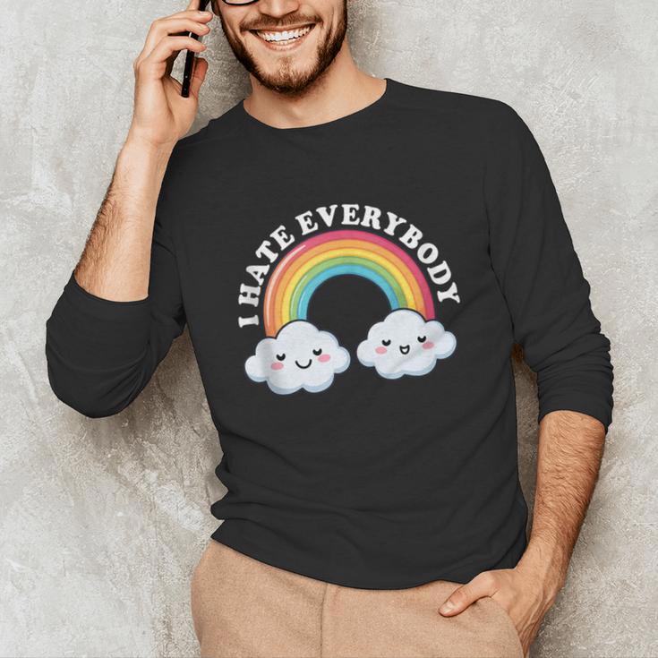 I Hate Everybody Rainbow Sarcastic Grumpy Introvert Unisex Long Sleeve T-Shirt
