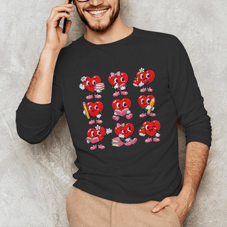 Heart Reading Books Valentine’s Day Girl And Boy Book Lovers Unisex Long Sleeve T-Shirt