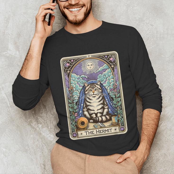 The Hermit Cat Tarot Card Introvert By Georgi Unisex Long Sleeve T-Shirt