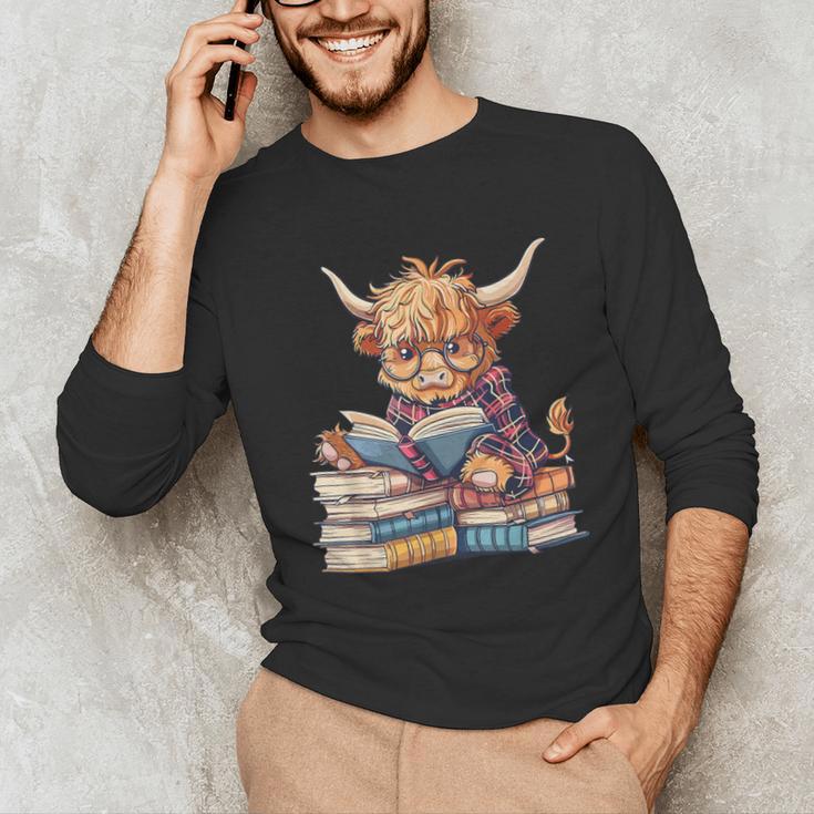 Highland Cow Reading Book Librarian Library Unisex Long Sleeve T-Shirt Highland Cow Reading Book Librarian Library Unisex Long Sleeve T-Shirt