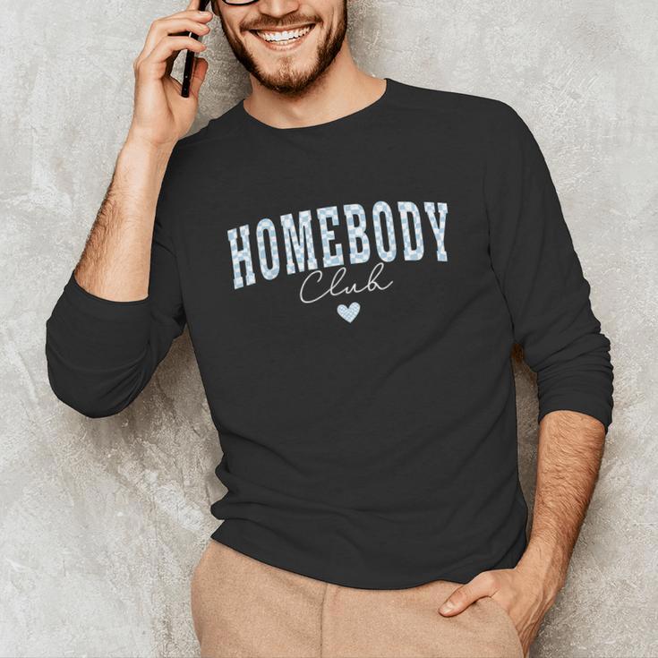 Homebody Club Checkerboard Introvert Self Growth Work Home Unisex Long Sleeve T-Shirt