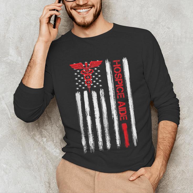 Hospice Aide American Flag Nurses Graduation Medical Unisex Long Sleeve T-Shirt