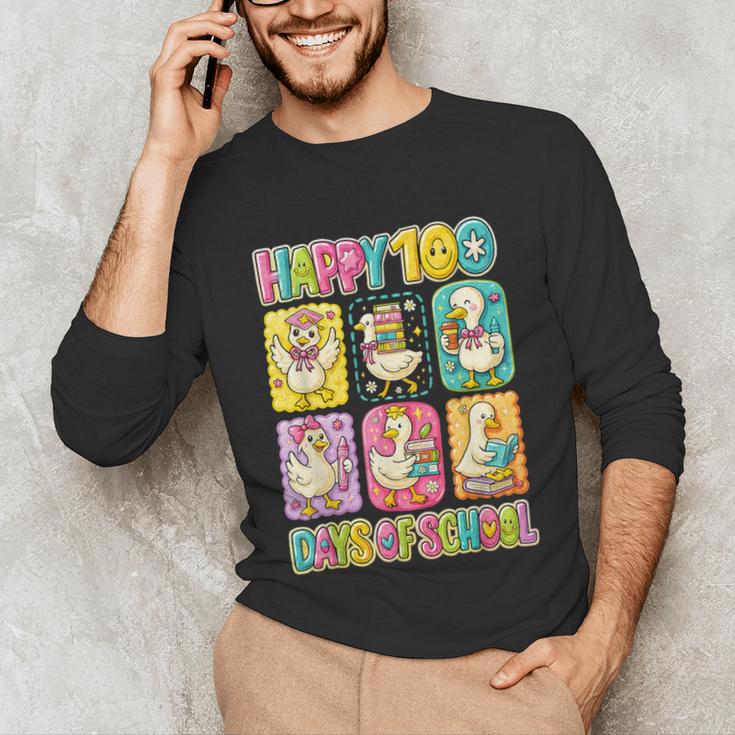 HUGvyn Happy 100 Days Of School Teacher Goose Preppy Books Unisex Long Sleeve T-Shirt HUGvyn Happy 100 Days Of School Teacher Goose Preppy Books Unisex Long Sleeve T-Shirt