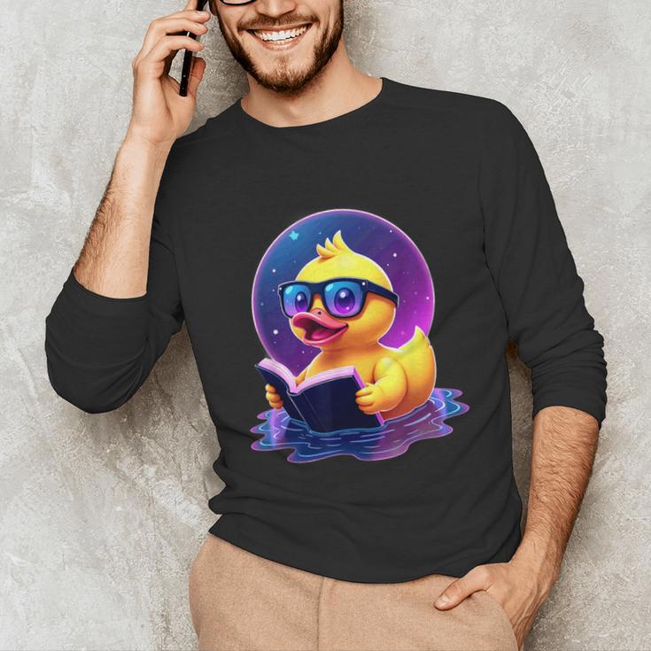 Humor Rubber Duck Reading Book Unisex Long Sleeve T-Shirt