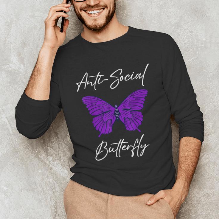 Introvert Antisocial Butterfly For Women Men Unisex Long Sleeve T-Shirt Introvert Antisocial Butterfly For Women Men Unisex Long Sleeve T-Shirt