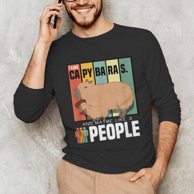 Introvert Capybara Rodent Animal Lover Antisocial Retro Unisex Long Sleeve T-Shirt