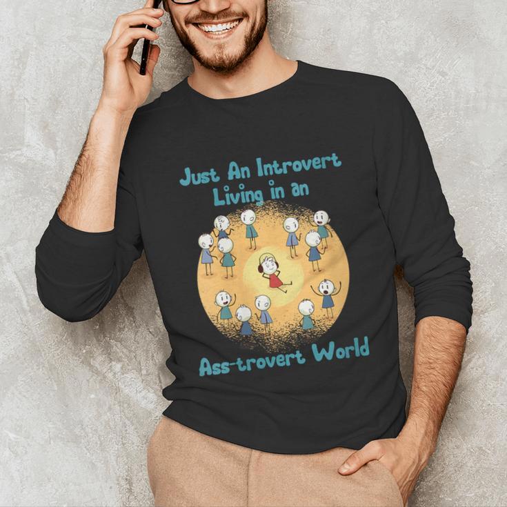 Introvert Extrovert Cartoon In Asstrovert World Unisex Long Sleeve T-Shirt Introvert Extrovert Cartoon In Asstrovert World Unisex Long Sleeve T-Shirt