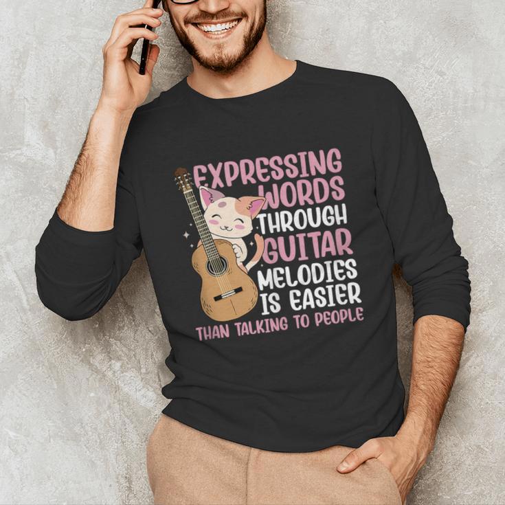 Introvert Guitarist Expressing Words Through Guitar Melody Unisex Long Sleeve T-Shirt Introvert Guitarist Expressing Words Through Guitar Melody Unisex Long Sleeve T-Shirt