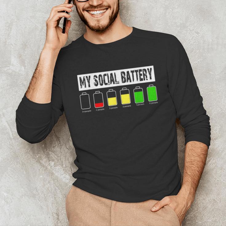 Introvert My Social Battery Low Level Graphic Unisex Long Sleeve T-Shirt