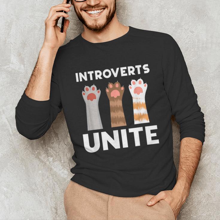 Introvert Unite Kitty Paws Raise Introverted Gathering Unisex Long Sleeve T-Shirt Introvert Unite Kitty Paws Raise Introverted Gathering Unisex Long Sleeve T-Shirt