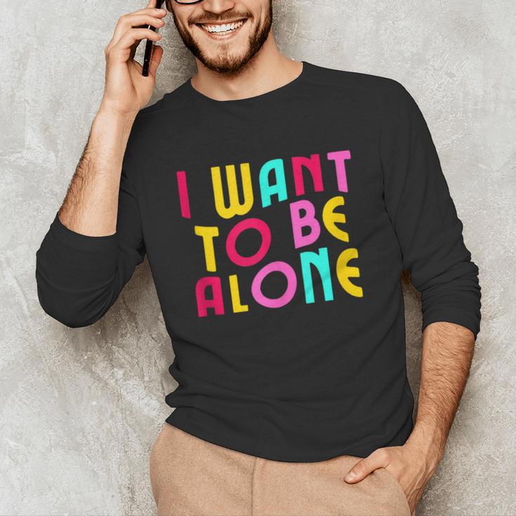 Introvert I Want To Be Alone Retro Wavy Unisex Long Sleeve T-Shirt Introvert I Want To Be Alone Retro Wavy Unisex Long Sleeve T-Shirt