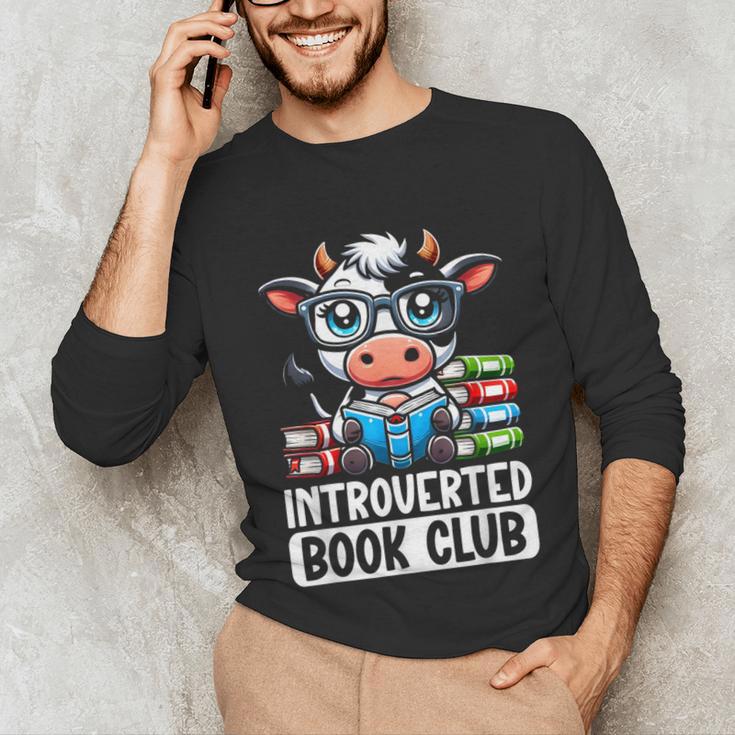 Introverted Book Club Reading Lover Cow Unisex Long Sleeve T-Shirt