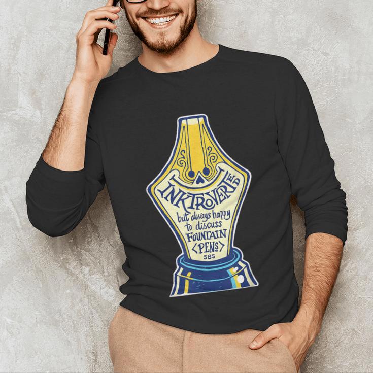 Introverted Fountain Pen Enthusiast Smiling Face Unisex Long Sleeve T-Shirt