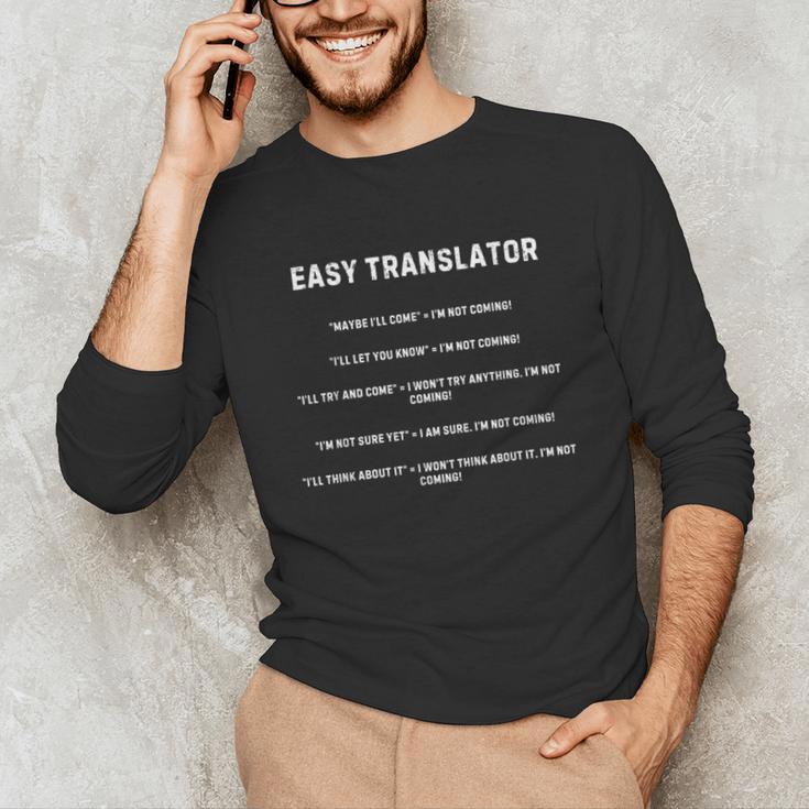 Introverts Translator What I Say And What I Mean Unisex Long Sleeve T-Shirt