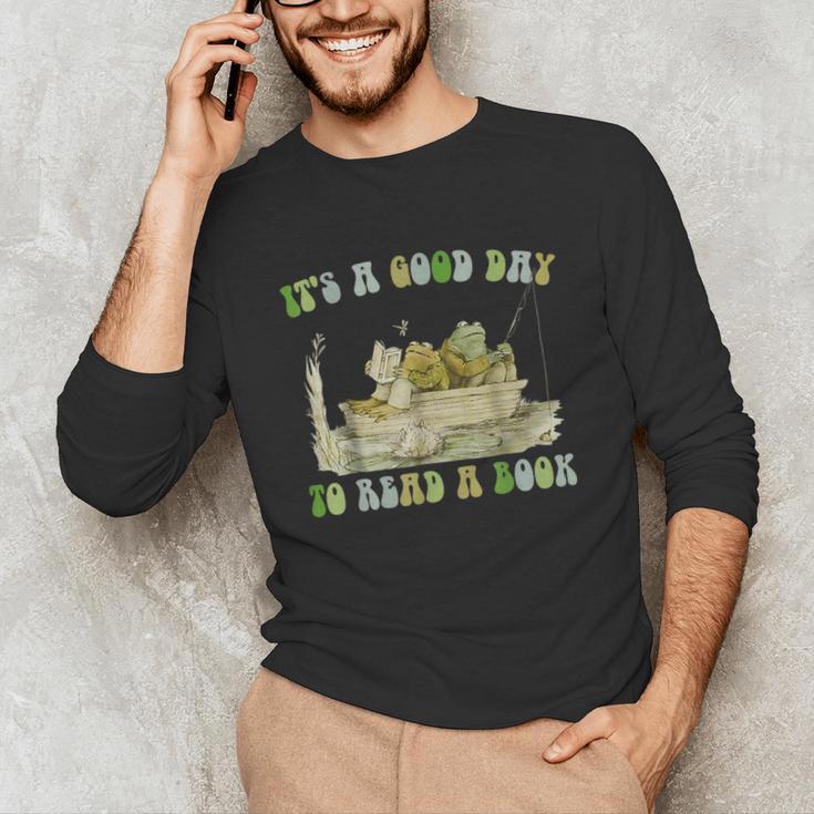It's A Good Day To Read A Book Shirt Frog Reading Book Unisex Long Sleeve T-Shirt