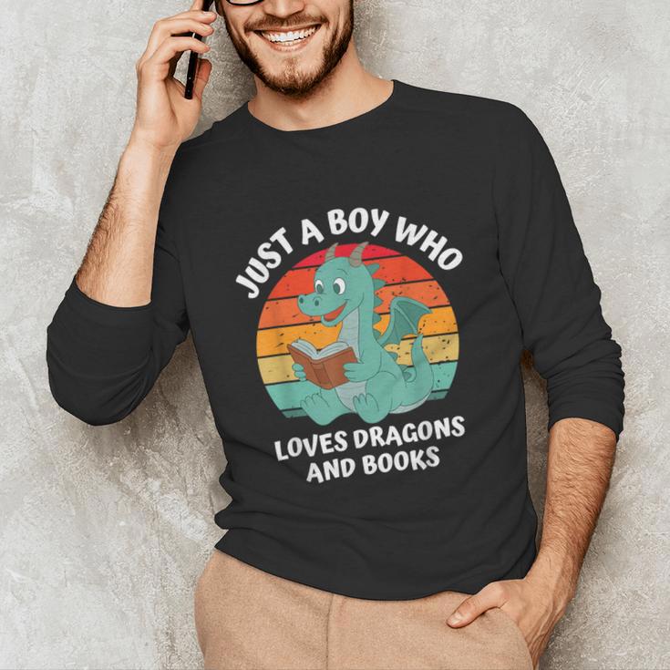 Just A Boy Who Loves Dragons And Books Kids Toddler Baby 5T Unisex Long Sleeve T-Shirt