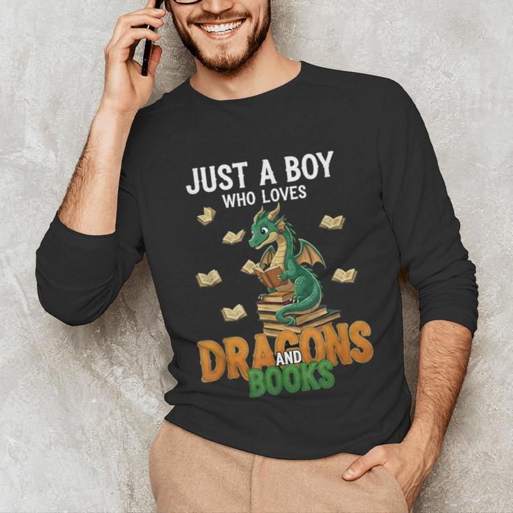 Just a Boy Who Loves Dragons And Books Reading Dragon Unisex Long Sleeve T-Shirt