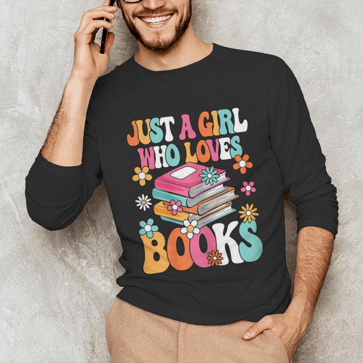 Just A Girl Who Loves Books Reading Cute Bookworm Girls Kids Unisex Long Sleeve T-Shirt