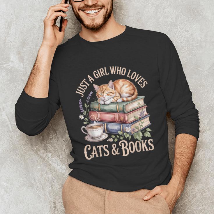 Just A Girl Who Loves Cats And Books Reading Librarian Unisex Long Sleeve T-Shirt