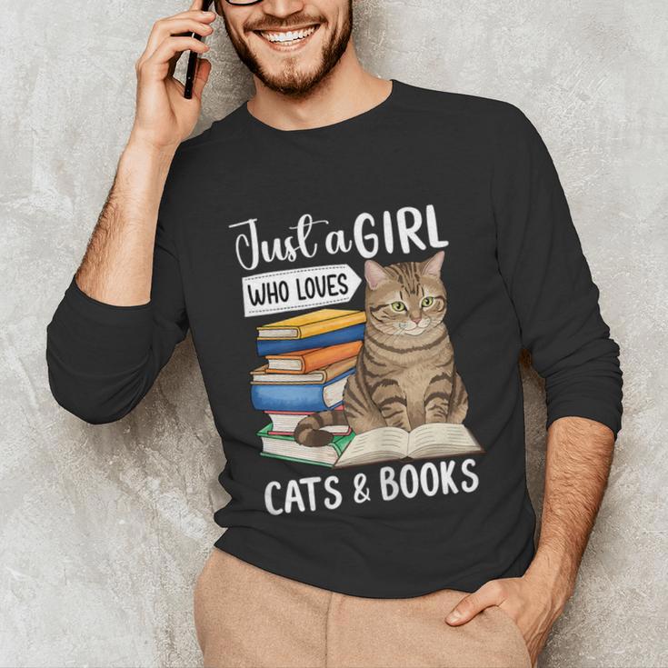 Just a Girl Who Loves Cats And Books Unisex Long Sleeve T-Shirt Just a Girl Who Loves Cats And Books Unisex Long Sleeve T-Shirt