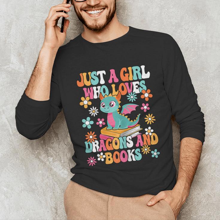 Just A Girl Who Loves Dragons And Books Reading Bookworm Unisex Long Sleeve T-Shirt