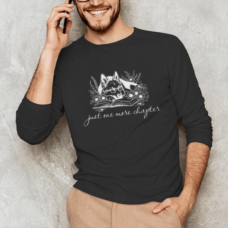 Just One More Chapter Dog German Shepherd Book Lover Unisex Long Sleeve T-Shirt
