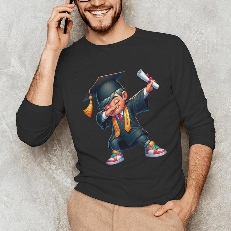 Kids Boys Grad Dabbing Graduation Class Of 2025 Unisex Long Sleeve T-Shirt